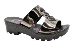 18 Wholesale Fashion Women Sandals Tan Color Round Toe Thick Platform Sandals Color Pewter Size 5-10