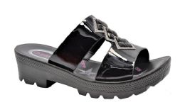 18 Wholesale Fashion Women Sandals Tan Color Round Toe Thick Platform Sandals Color Black Size 5-10