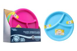 48 Wholesale Divided Plastic Dinner Plate 2 Pack