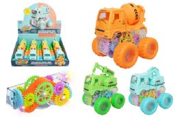 24 Pieces Construction Truck With Gears And Lights Friction Powered - Cars, Planes, Trains & Bikes