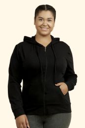 24 Pieces Sofra Ladies Thin ZiP-Up Hoodie Jacket Plus Size - Womens Sweaters & Cardigan