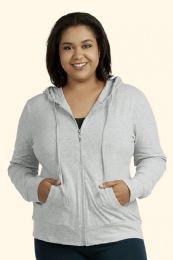 24 Pieces Sofra Ladies Thin Zip - Up Hoodie Jacket Plus Size - Womens Sweaters & Cardigan