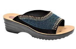 18 Wholesale Fashion Platform Rhinestone Sandals For Women Sole Open Toe In Color Blue Size 5-10