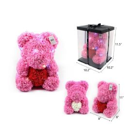 12 Pieces 12 Ich Pink Rose Bear With Light - Valentines