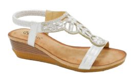 12 Wholesale Fashion Platform Sandals For Women Ankle Strap Sole Open Toe In Color Silver Size 5-10