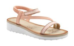 12 Wholesale Women Sandals Fashion Summer Beach Open Toe Strap Sandals Color Pink Size 5-10