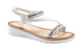 12 Wholesale Women Sandals Fashion Summer Beach Open Toe Strap Sandals Color White Size 5-10