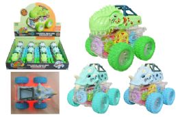 24 Pieces Dino Truck With Gears And Lights Friction Powered - Cars, Planes, Trains & Bikes