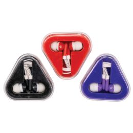 48 Pieces Colored Earbuds With Triangle Case - Headphones and Earbuds