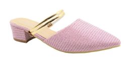 12 Pairs Women's Strappy Slide Dress Sandal In Pink Color Black Size 5-10 - Women's Heels & Wedges