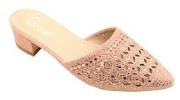 12 Pairs Women's Rhinestone Slide Dress Sandal In Color Champagne Size 5-10 - Women's Heels & Wedges
