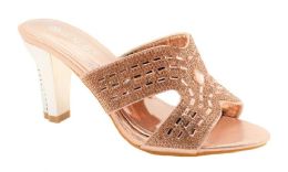 12 Wholesale Dress Sandals And Rhinestones For Women In Color Rose Gold Size 5-10