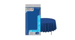 48 Bulk Round Heavy Duty Plastic Table Cover 84 Inch In Navy Blue