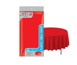 48 Bulk Round Heavy Duty Plastic Table Cover 84 Inch In Red