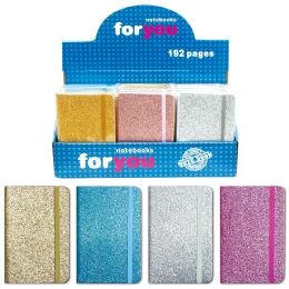 24 Wholesale Note Book Glitter Assorted Colors 160 Page
