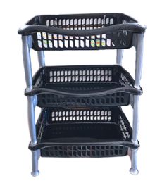 6 of 3 Tier Vegtable Rack Black And Silver