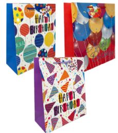 144 Bulk Happy Birthday Lg Gift Bag Premium