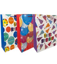 120 Pieces Happy Birthday Xlg Gift Bag Premium - Gift Bags Everyday
