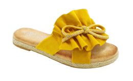 12 Wholesale Flat Sandals For Women In Yellow Color Size 5-10