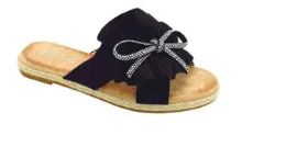 12 Wholesale Flat Sandals For Women In Black Color Size 5-10