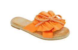 12 Wholesale Flat Sandals For Women In Orange Color Size 5-10
