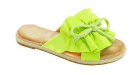 12 Wholesale Flat Sandals For Women In Green Color Size 5-10
