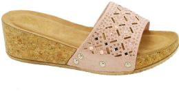 12 Wholesale Fashion Platform Sandals For Women Sole Open Toe In Color Pink Size 5-10