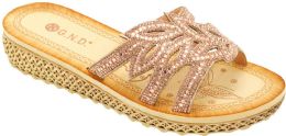 12 Wholesale Fashion Sandals For Women Sole Open Toe In Color Champagne Size 5-10