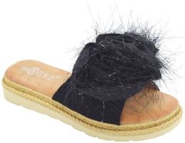 12 Wholesale Women Casual Comfortable Band Sandals Color Black Size 5-10