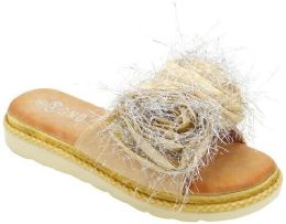 12 Wholesale Women Casual Comfortable Band Sandals Color Beige Size 5-10