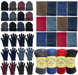 48 Pieces Yacht & Smith Unisex Winter Bundle Set, Blankets, Hats, Scarves And Gloves In Assorted Colors - Bundle Care Sets