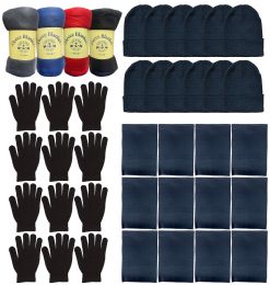 Yacht & Smith Unisex Winter Hat, Scarf, Glove & Blanket Set