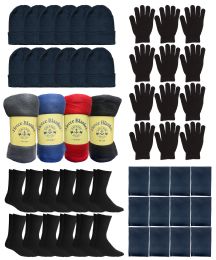 60 Bulk Yacht & Smith Unisex Winter Bundle Set, Blankets, Hats, Scarves, Gloves And Socks