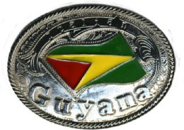 24 Bulk Metal Belt Buckle Guyana Logo