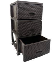3 Drawer Rattan Brown - Home Accessories