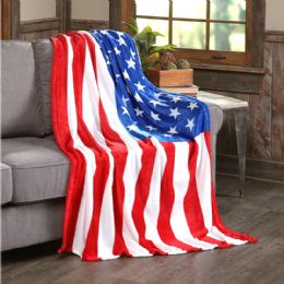 12 Wholesale American Flag Fleece Throws 50 X 70