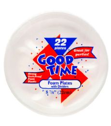24 Packs Good Time 8.75in Foam Plate 22ct Divider - Disposable Plates & Bowls