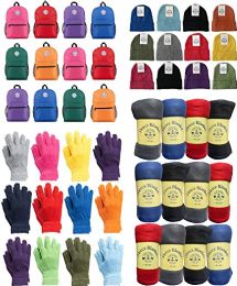48 Wholesale Yacht & Smith Unisex Winter Bundle Set, Backpacks, Blankets, Hats And Gloves