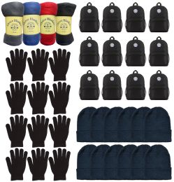 48 Bulk Yacht & Smith Unisex Winter Bundle Set, Back Packs, Blankets, Hats And Gloves