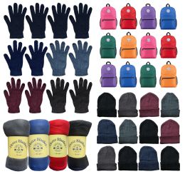 48 Bulk Yacht & Smith Unisex Winter Bundle Set, Backpacks, Blankets, Hats And Gloves