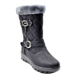 12 Bulk Women's Boots With Fur Lining Comfortable Color Black Size 5-10