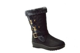12 Bulk Women's Boots With Fur Lining Comfortable Xc Run Left Color Black Size 5-10