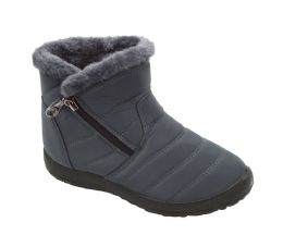 12 Wholesale Women's Winter Boots With Fur Lining And Zipper Color Grey Size 5-10