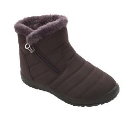 12 Wholesale Women's Winter Boots With Fur Lining And Zipper Color Brown Size 7-11