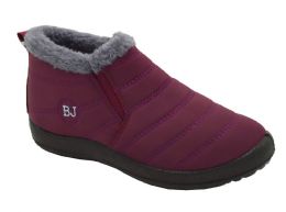 12 Bulk Women's Ankle Winter Boots With Fur Lining Color Wine Size 7-11