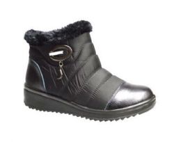 12 Wholesale Women Ankle Winter Boots With Fur Lining Color Black Size 5-10