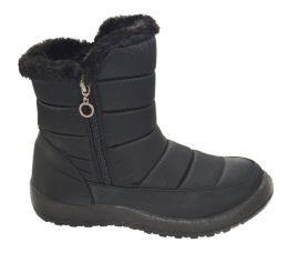 12 Wholesale Snow Boots For Women Comfortable Winter Boots Plus Lining Zip Color Black Size 5-10