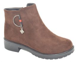 12 Wholesale Women Comfortable Ankle Boots Color Brown Size 5-10