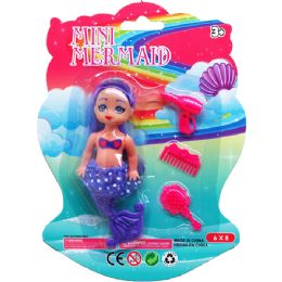 96 Bulk Mermaid Doll With Accesories On Blister Card