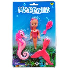 72 Bulk Mermaid Doll With Accesories On Blister Card